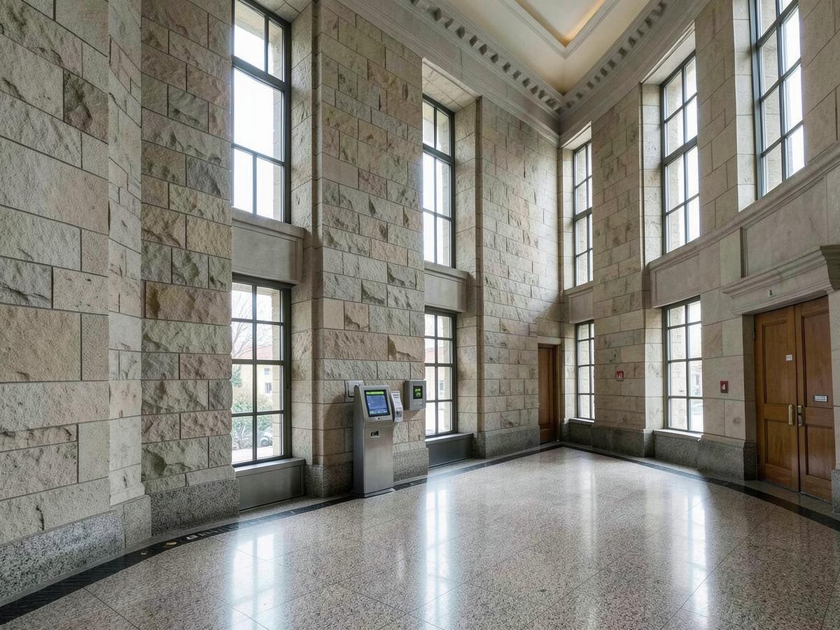 Institutional hall with granite floors