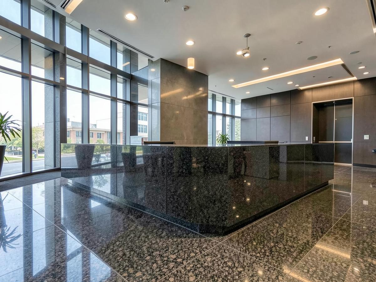 Polished granite floor and base detail